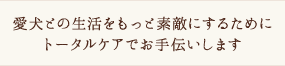 愛犬との生活をもっと素敵にするためにトータルケアでお手伝いします